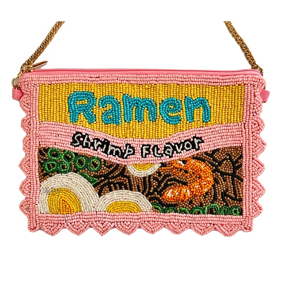 Lily Posh Ramen Crossbody Mini Clutch Phone Bag, Sm. Beaded Bag Shrimp - Picture 1 of 3